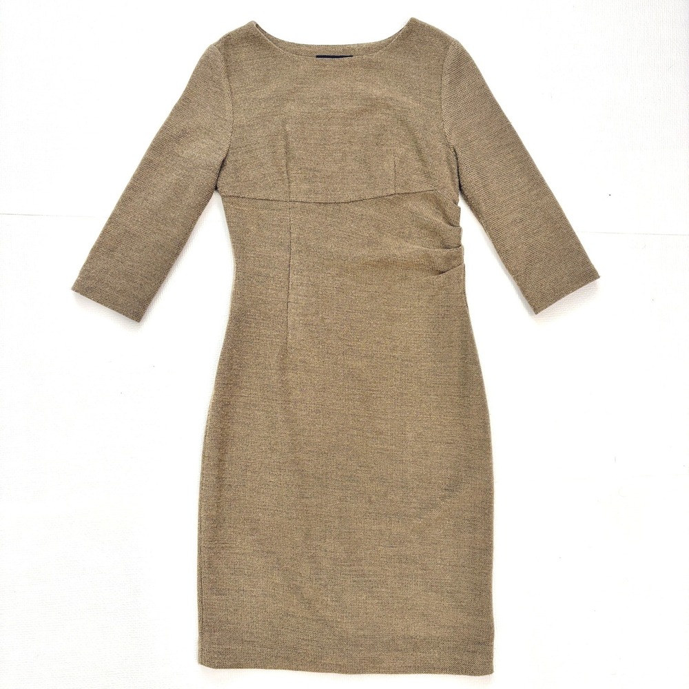 THML Sheath Dress Textured Knit Side Ruched Small Brown